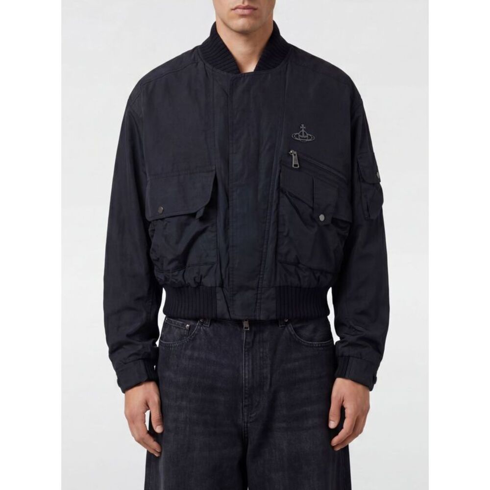 Orb Logo Cotton Bomber Jacket Vivienne Westwood With Patch Pockets